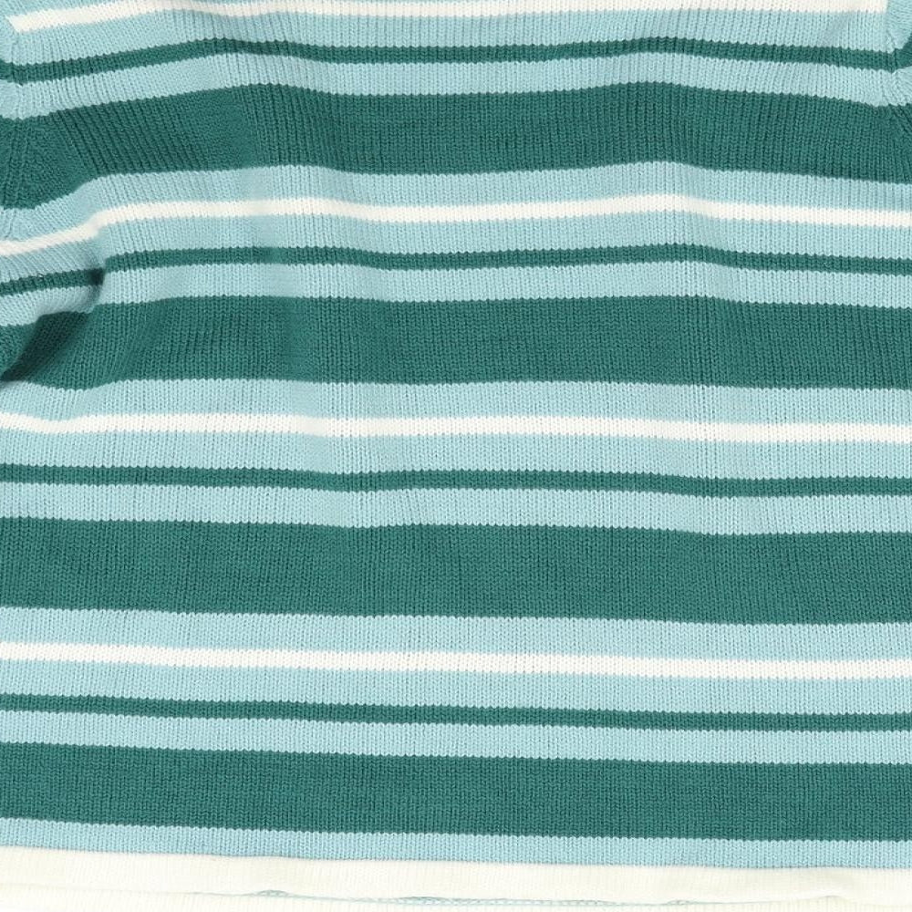 BM Womens Green Striped Knit Pullover Jumper Size S