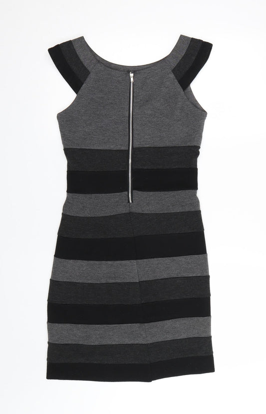Alter London Womens Black Striped Wrap Dress Size 8