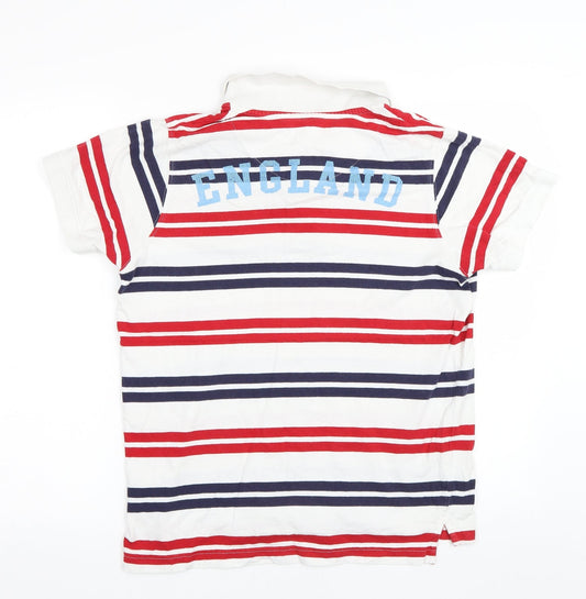 Preworn Mens White Striped Polo Size S