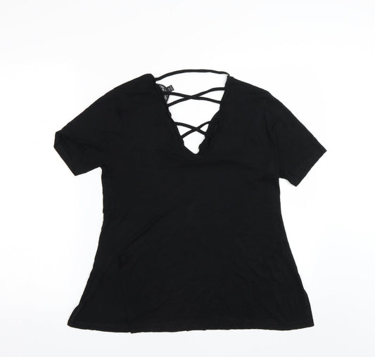 Miss Selfridge Womens Black Basic T-Shirt Size 6