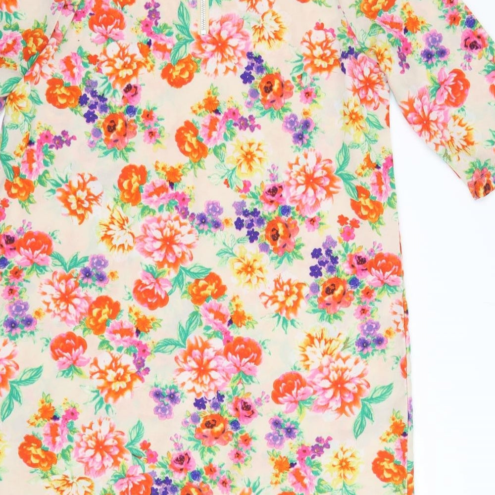Preworn Womens Beige Floral T-Shirt Dress Size M