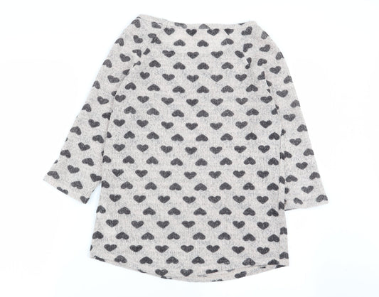 New Look Womens Beige Geometric Basic T-Shirt Size 12