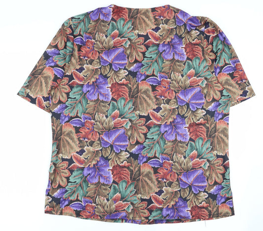 amari Womens Multicoloured Floral Basic Button-Up Size 16