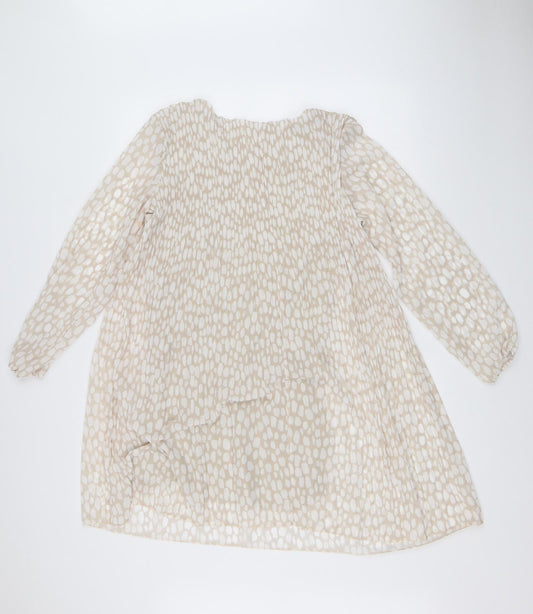 J&L Womens Beige Polka Dot Shift Size 8