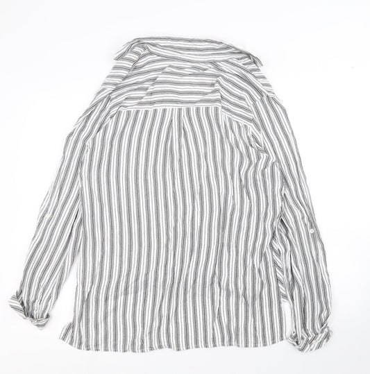 Peacocks Womens Grey Striped Basic Blouse Size 6