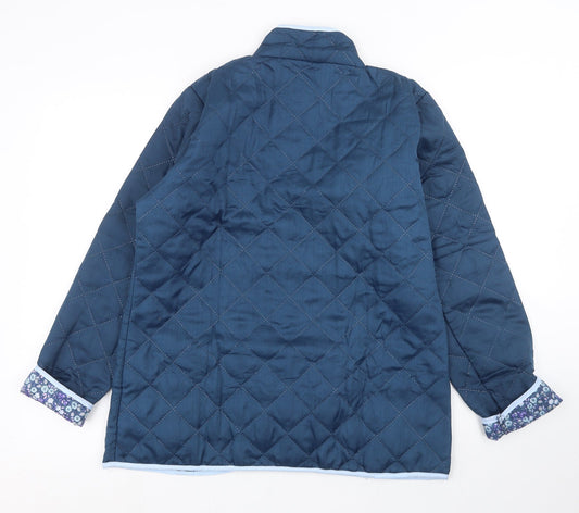 Natalie Andersen Womens Blue Quilted Coat Size 14