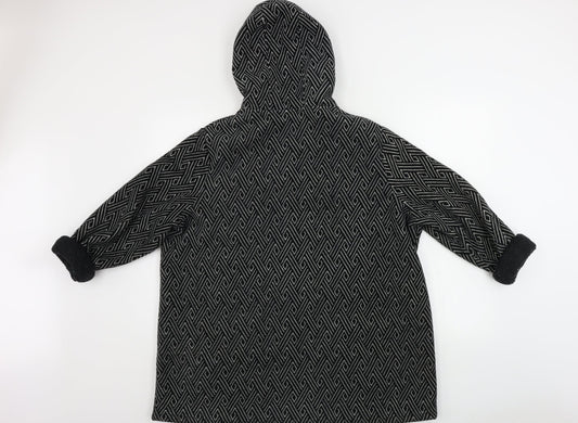 Bonmarché Womens Black Geometric Jacket Coat Size L