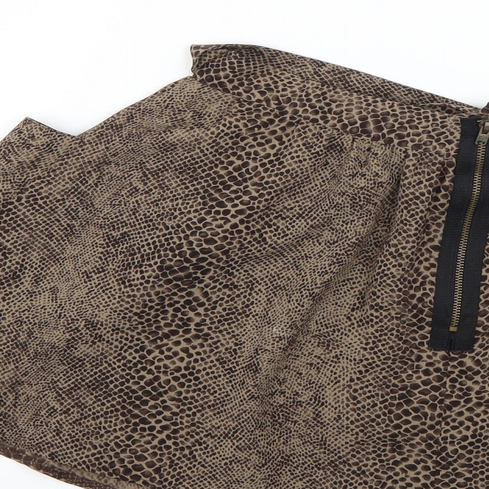 Topshop Womens Brown Animal Print Mini Size 8