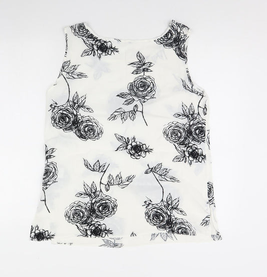 Preworn Womens White Floral Basic Tank Size 12