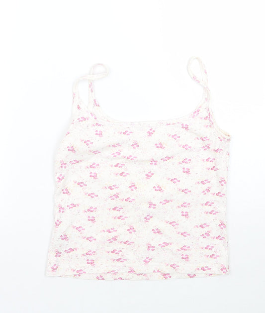 Dunnes Stores Womens White Floral Basic Tank Size 10
