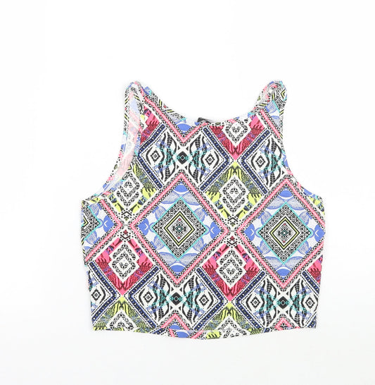 Newlook Womens White Geometric Cropped Tank Size 10