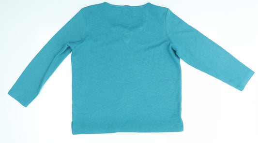 BM Collection Womens Blue Basic T-Shirt Size S