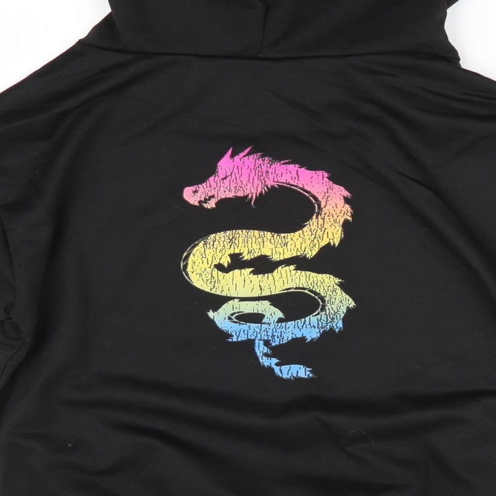 Preworn Girls Black Pullover Hoodie Size 8 Years