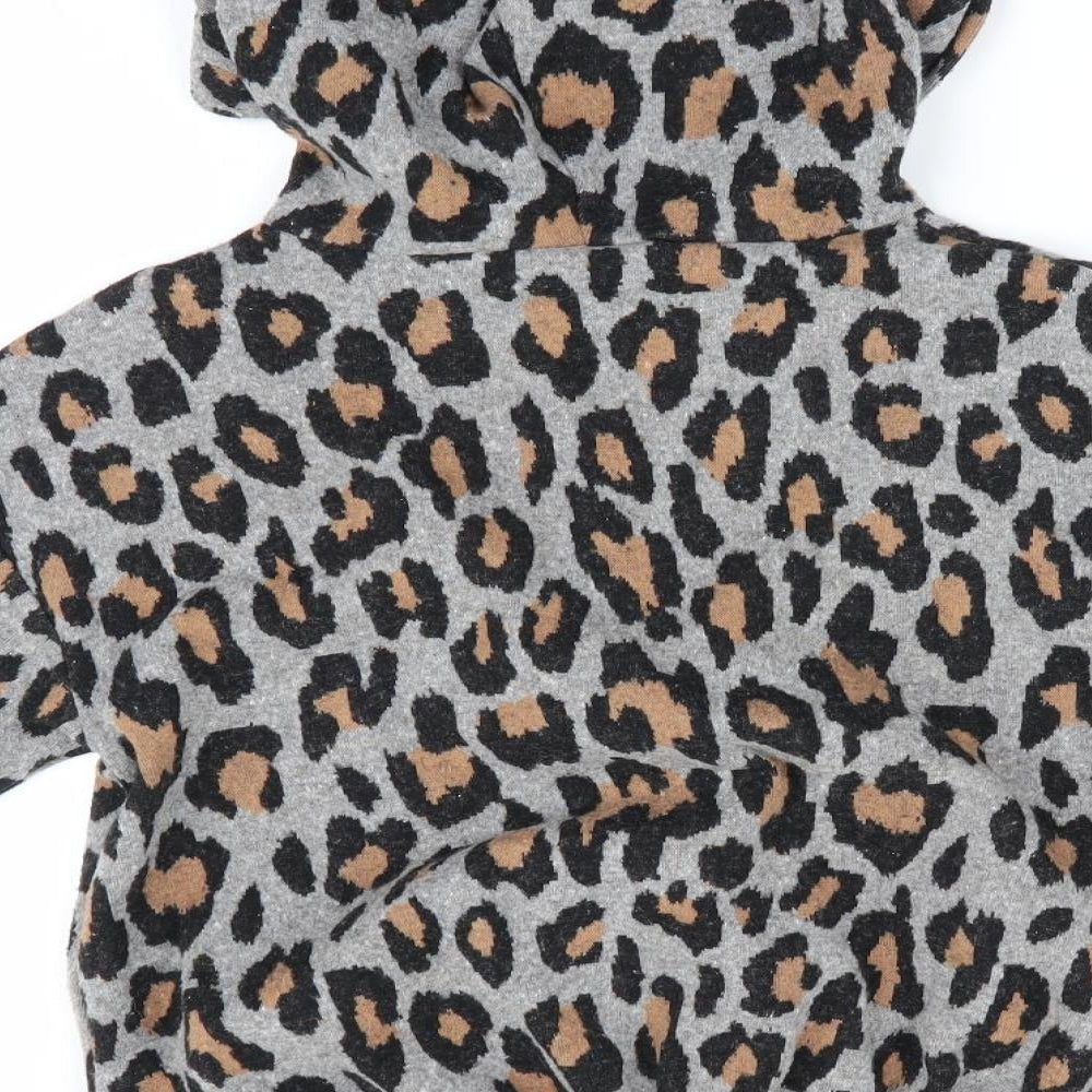 I Love Girls Wear Girls Grey Animal Print Pullover Hoodie Size 8 Years