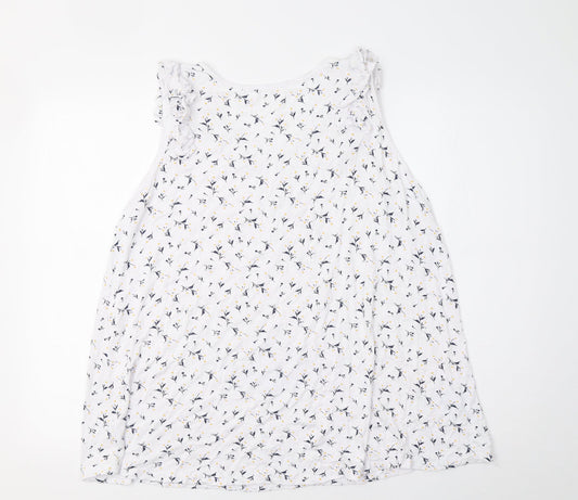 Preworn Womens White Animal Print Basic Tank Size L