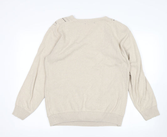 Carson Mens Beige Pullover Jumper Size S