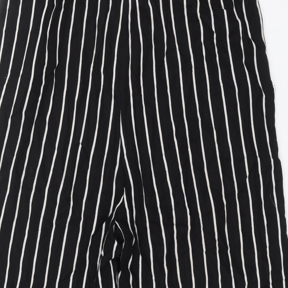 INTUITION Womens Black Striped Cropped Trousers Size 12 L20 in
