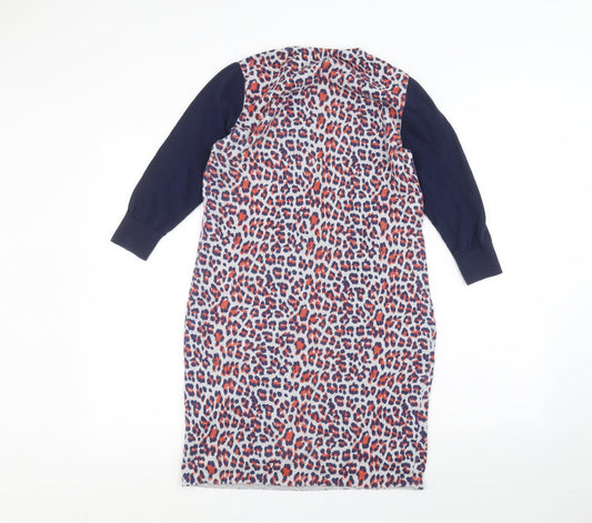 Clements Ribeiro Womens Blue Animal Print Pencil Dress Size L