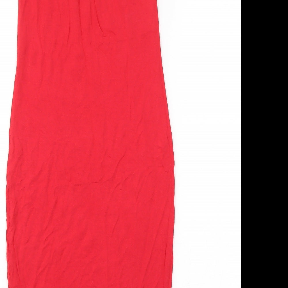 PRETTYLITTLETHING Womens Red Straight & Pencil Skirt Size 6 - elastic waist