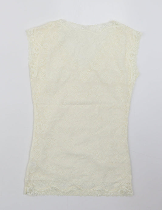 Preworn Womens Ivory Basic T-Shirt Size XL