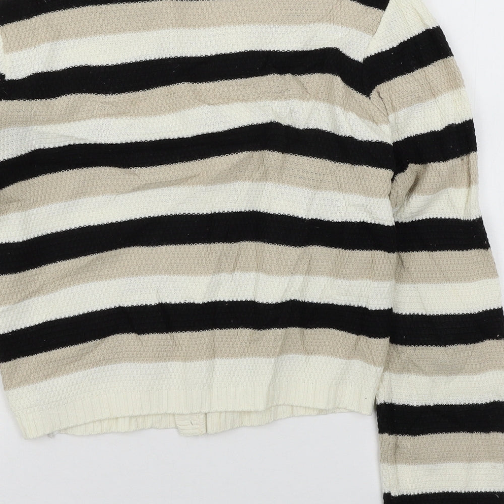 Evie Womens White Striped Knit Cardigan Jumper Size 8