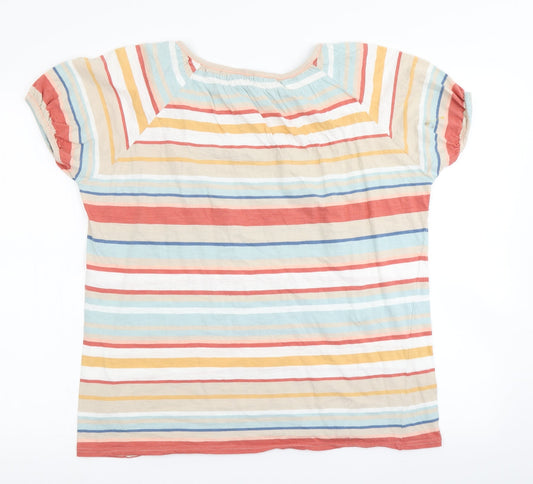 ISLE Womens Red Striped Basic T-Shirt Size L