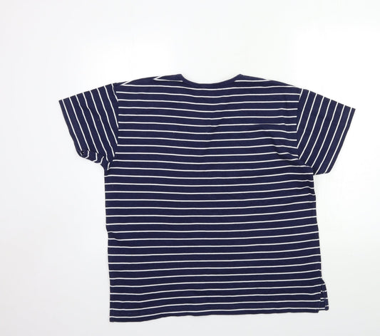 Carolyn Taylor Womens Blue Striped Basic T-Shirt Size M