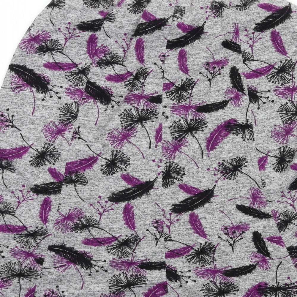Amber Womens Grey Floral A-Line Skirt Size 12