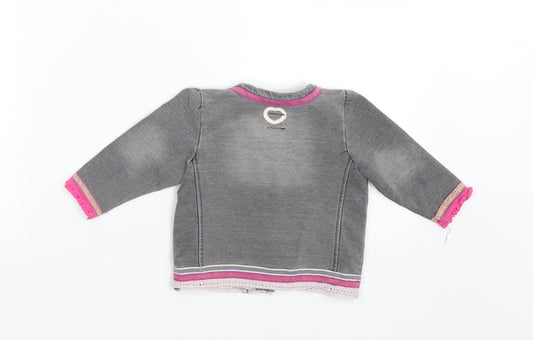 BeeBieLove Girls Grey Cardigan Jumper Size 6-9 Months