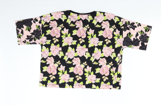 ASOS Womens Black Floral Basic T-Shirt Size 10
