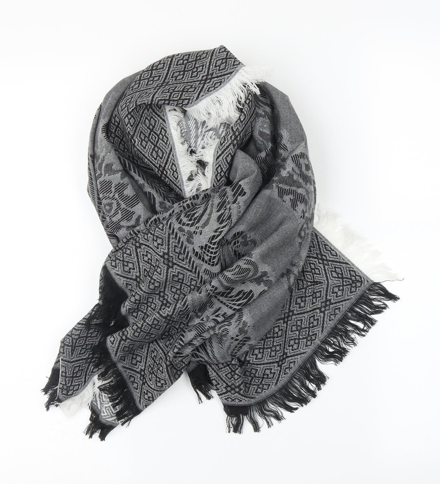Preworn Unisex Grey Geometric Scarf
