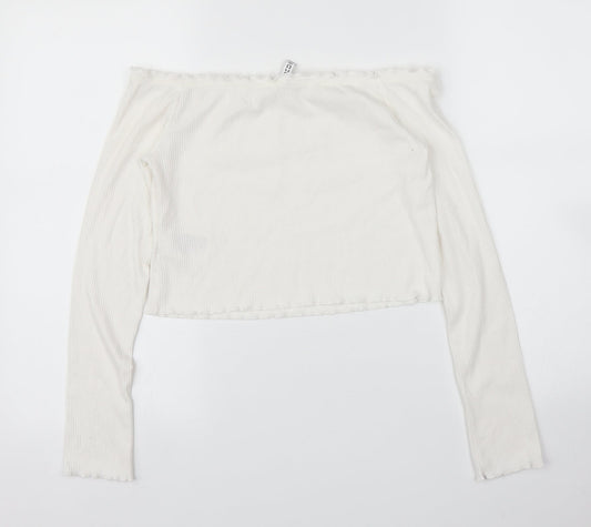 H&M Womens White Cropped Blouse Size M