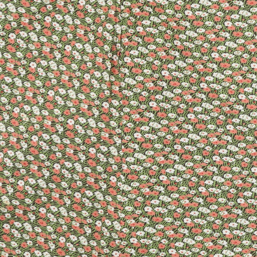 Preworn Womens Green Floral A-Line Skirt Size 28 in