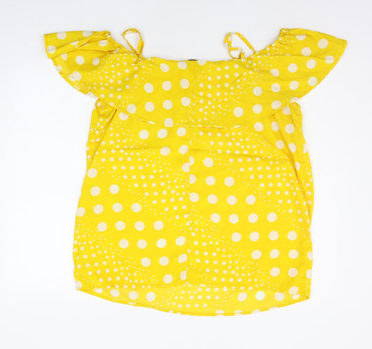 pEP&CO Womens Yellow Polka Dot Basic Blouse Size 16