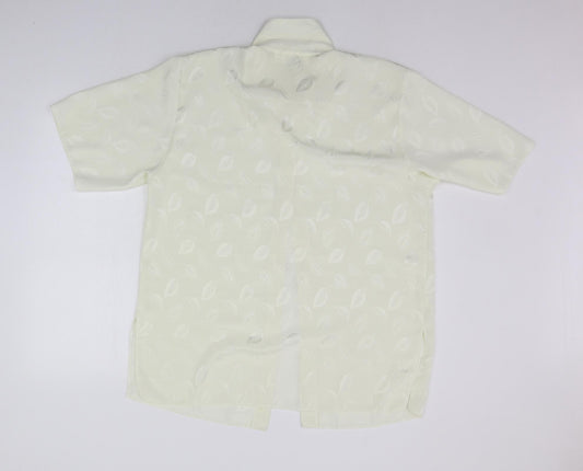 Christion marcus Womens Yellow Geometric Basic Button-Up Size 14