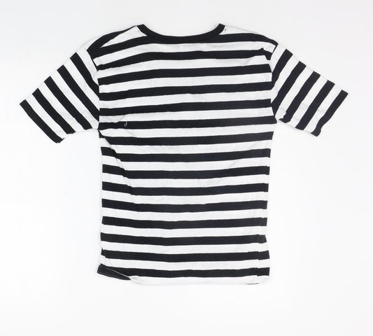 Preworn Womens Black Striped Basic T-Shirt Size S