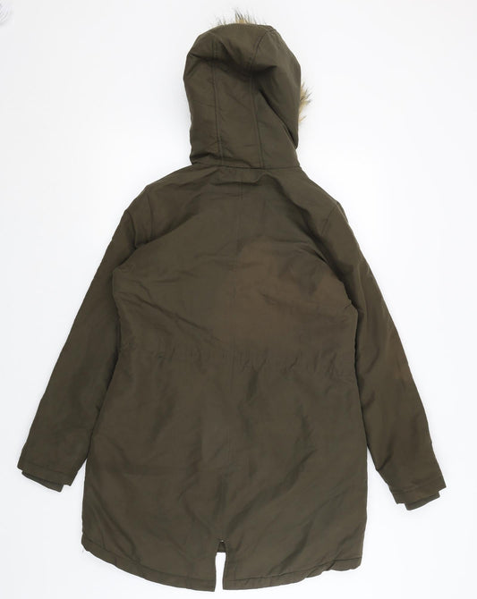 B You Womens Green Parka Coat Size 8