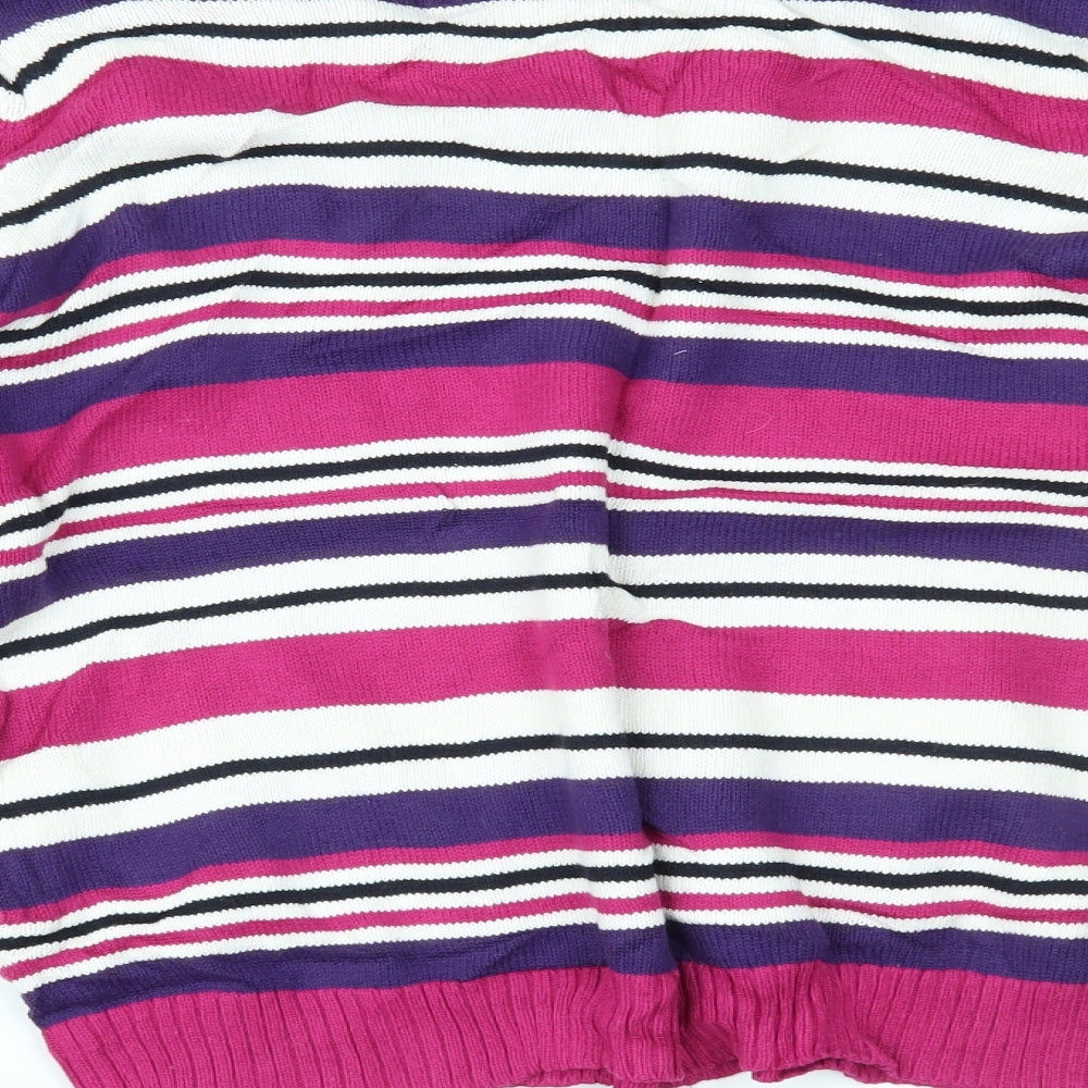 EWM Womens Purple Striped Pullover Jumper Size L