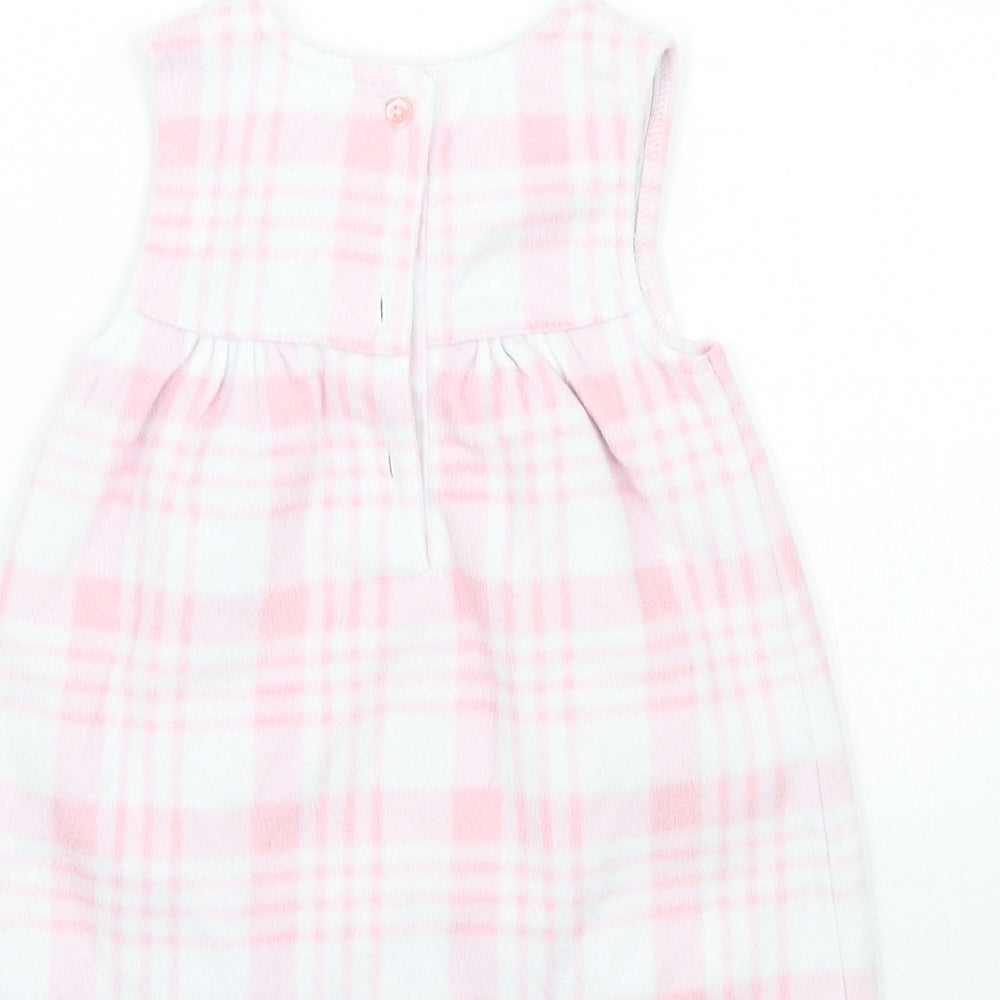 Brand and care label for George girls’ pink check a-line, size 6-9, months