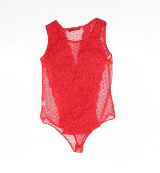 Vogue Paris Womens Red Bodysuit One-Piece Size L