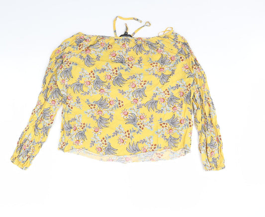 Peacocks Womens Yellow Floral Basic Blouse Size 12