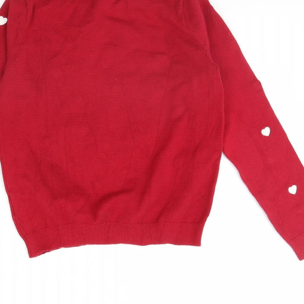 H&M Girls Red Pullover Jumper Size 8 Years