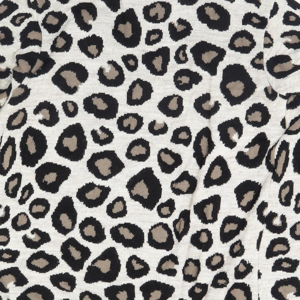 Brand and care label for Pura Moda women’s brown animal print jacket, size M