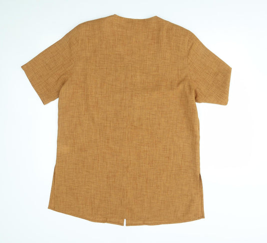 ELVI Womens Orange Basic Button-Up Size 16