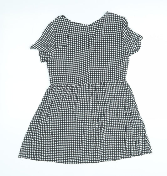 H&M Womens Grey Check Fit & Flare Size 10