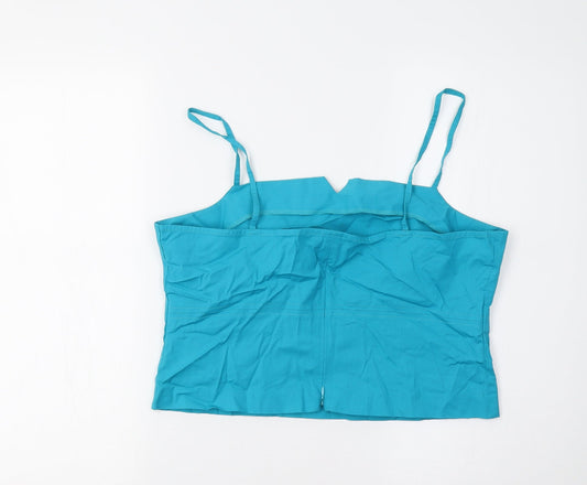 Joie De Vivre Womens Blue Cropped T-Shirt Size 16