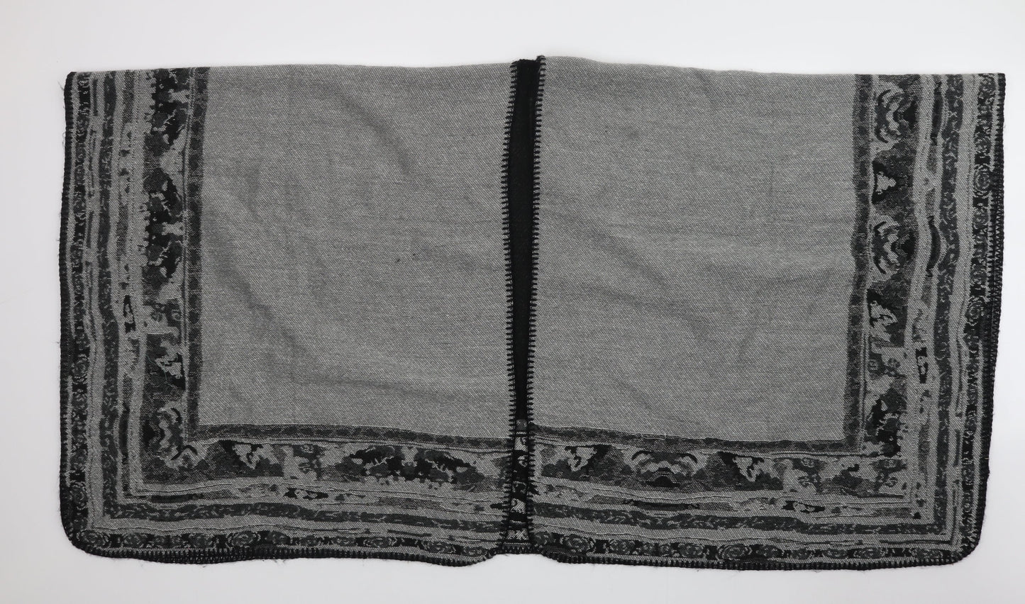 Preworn Grey Fair Isle Shawl/Wrap