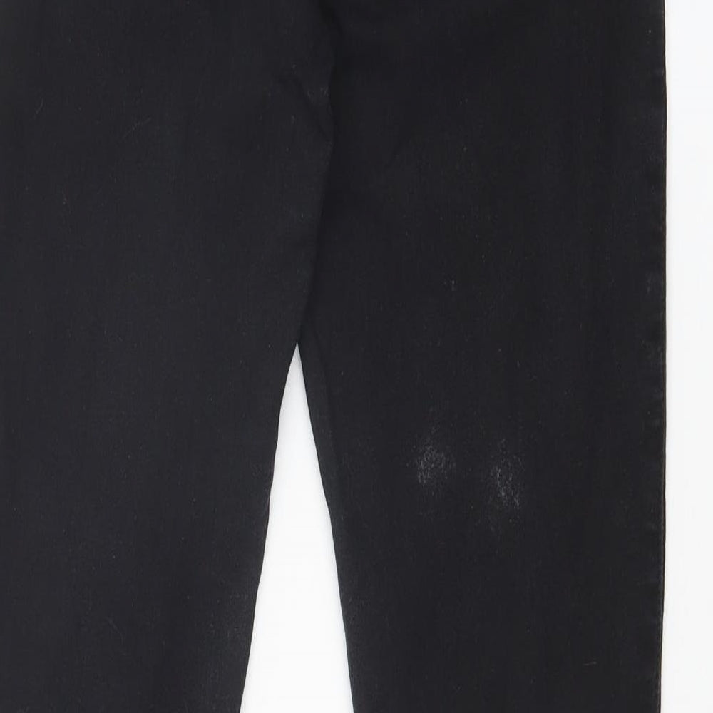 Brand and care label for DENIM CO women’s black skinny jeans, size UK 6, 28-inch leg