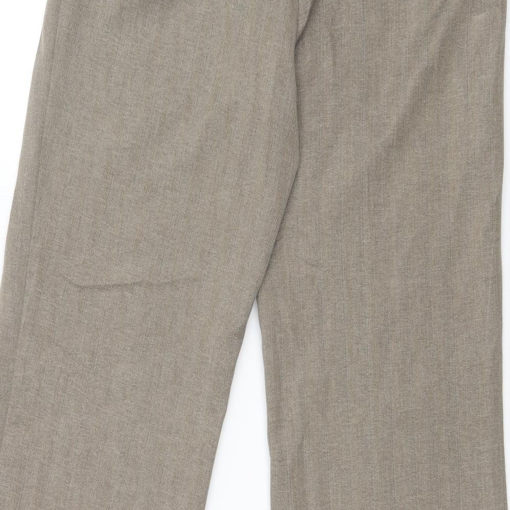 M&S Womens Brown Check Dress Pants Trousers Size 10 L30 in