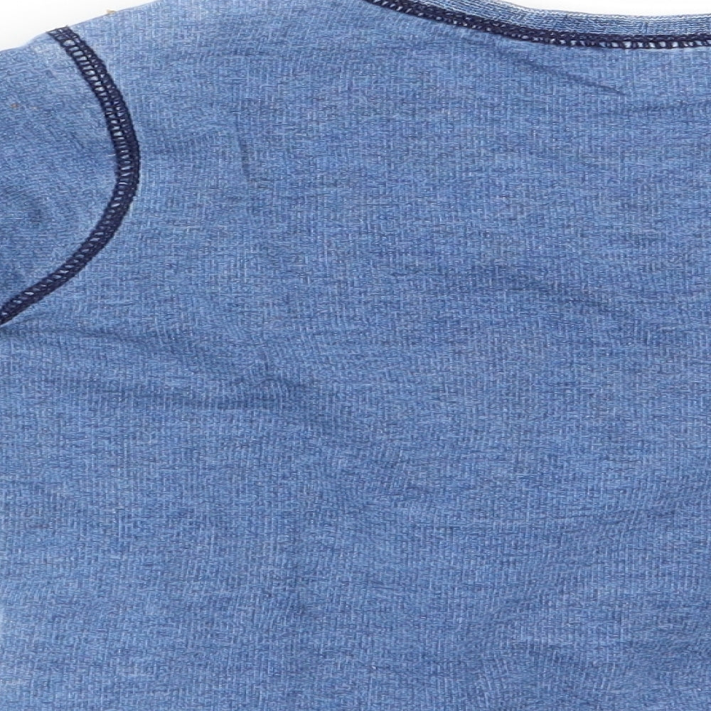 Brand and care label for F&F boys’ blue basic casual, size 12-18, months